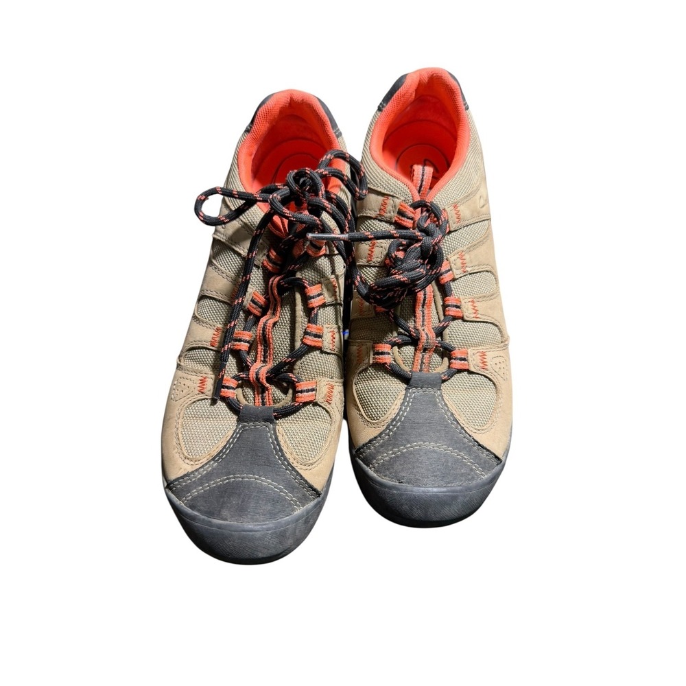 Clarks Shoes Womans 6.5 M Outdoor Ortholite Walking Leather Beige Orange Hiking
